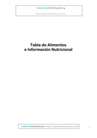 Tabla de Alimentos
e Información Nutricional
1
medicinainformacion ©
https://medicinainformacion.com/
medicinainformacion – https://medicinainformacion.com/
 