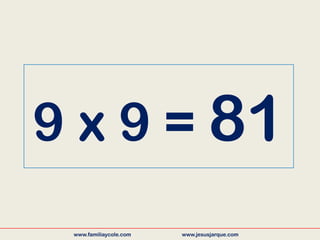 9 x 9 = 81
www.familiaycole.com www.jesusjarque.com
 