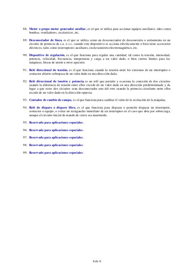 Tabla de codigos ansi para protecciones electricas