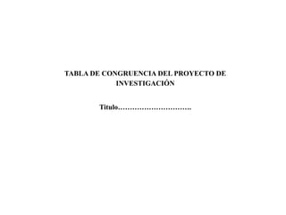 TABLA DE CONGRUENCIA DEL PROYECTO DE
INVESTIGACIÓN
Titulo………………………….
 