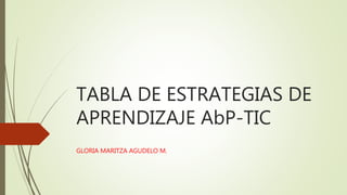 TABLA DE ESTRATEGIAS DE
APRENDIZAJE AbP-TIC
GLORIA MARITZA AGUDELO M.
 