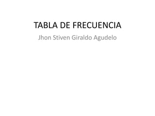 TABLA DE FRECUENCIA
Jhon Stiven Giraldo Agudelo
 