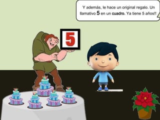 Y además, le hace un original regalo. Un

llamativo 5 en un cuadro. Ya tiene 5 años!!

 
