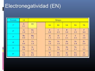 Electronegatividad (EN)
 
