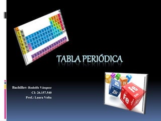TABLA PERIÓDICA 
Bachiller: Rodolfo Vásquez 
CI: 26.157.540 
Prof.: Laura Volta 
 
