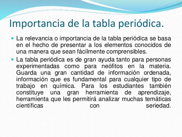 Cuál Es La Importancia De La Tabla Periódica