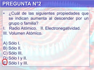 REVISIÓN GUÍA N°4C) Potencial de ionización:Energía necesaria para arrancar un electrón débilmente retenido en un átomo gaseoso desde su estado fundamental.D) Electroafinidad:Energía relacionada con la adición de un electrón en un átomo gaseoso para formar un ión negativo.