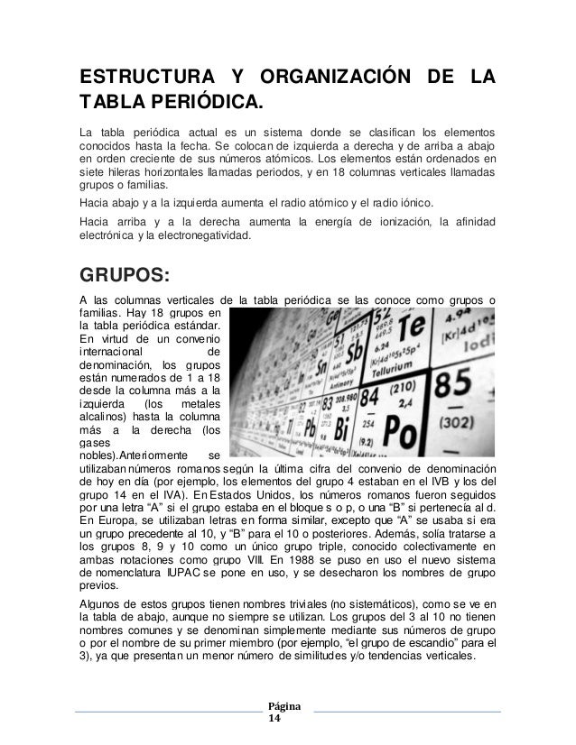 14 pgina 14 estructura y organizacin de la tabla peridica - Organizacion De La Tabla Periodica Por Grupos Familias Y Periodos 14 pgina 14 estructura y organizacin de la tabla peridica - Organizacion De La Tabla Periodica Por Grupos Familias Y Periodos