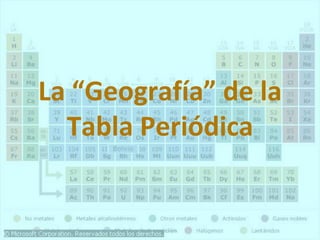 La “Geografía” de la
Tabla Periódica
 