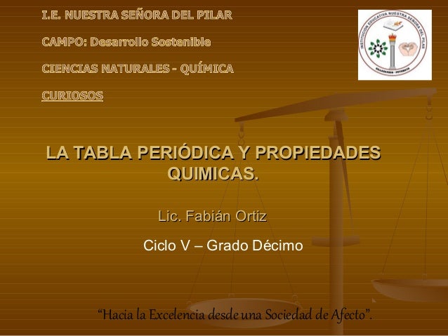 tabla periodica y propiedades quimicas ciclo v grado dcimo hacia la excelencia desde una sociedad de afecto - Tabla Periodica De Propiedades Quimicas tabla periodica y propiedades quimicas ciclo v grado dcimo hacia la excelencia desde una sociedad de afecto - Tabla Periodica De Propiedades Quimicas