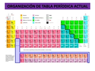 ORGANIZACIÓN DE TABLA PERÍODICA ACTUAL
 