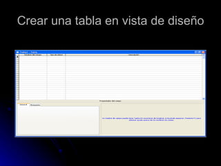 Crear una tabla en vista de diseño 