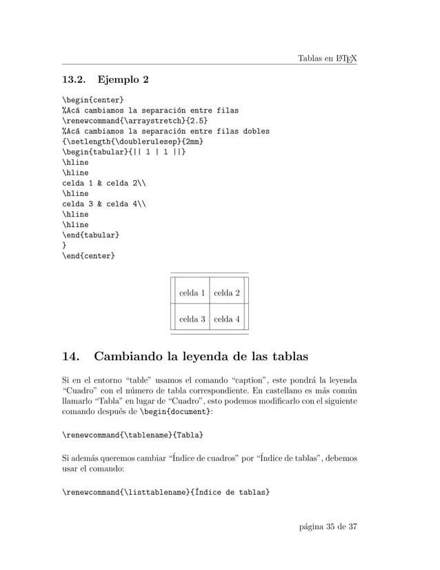 Manejo de Tablas en Latex