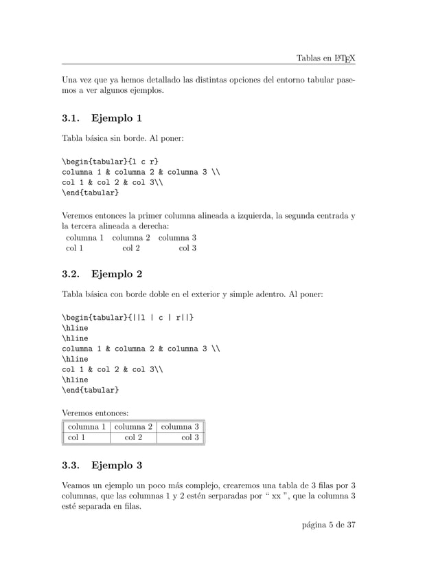 Manejo de Tablas en Latex