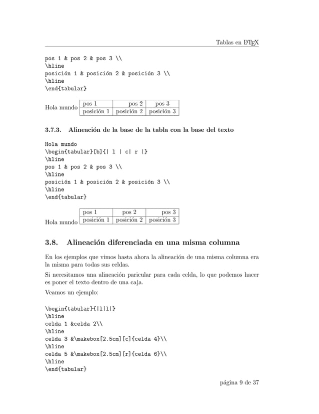 Manejo de Tablas en Latex