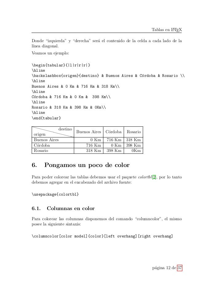 Manejo de Tablas en Latex