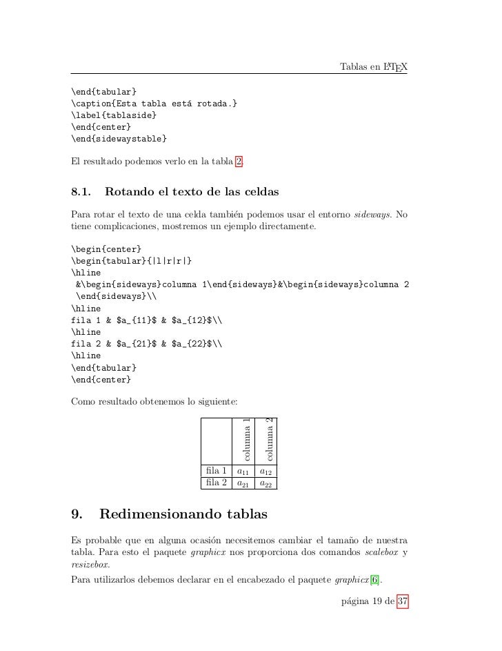 Manejo de Tablas en Latex