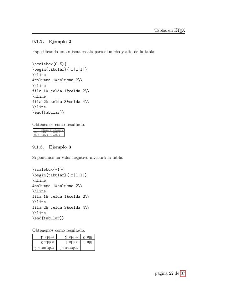 Manejo de Tablas en Latex