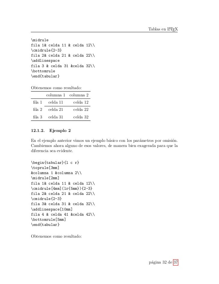 Manejo de Tablas en Latex