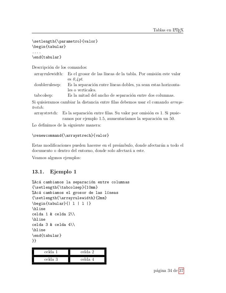 Manejo de Tablas en Latex