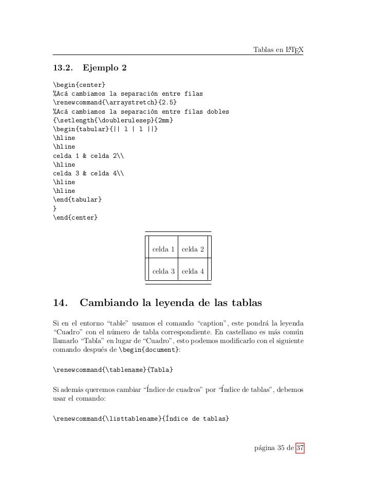 Manejo de Tablas en Latex