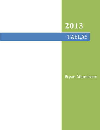 2013
TABLAS

Bryan Altamirano

 