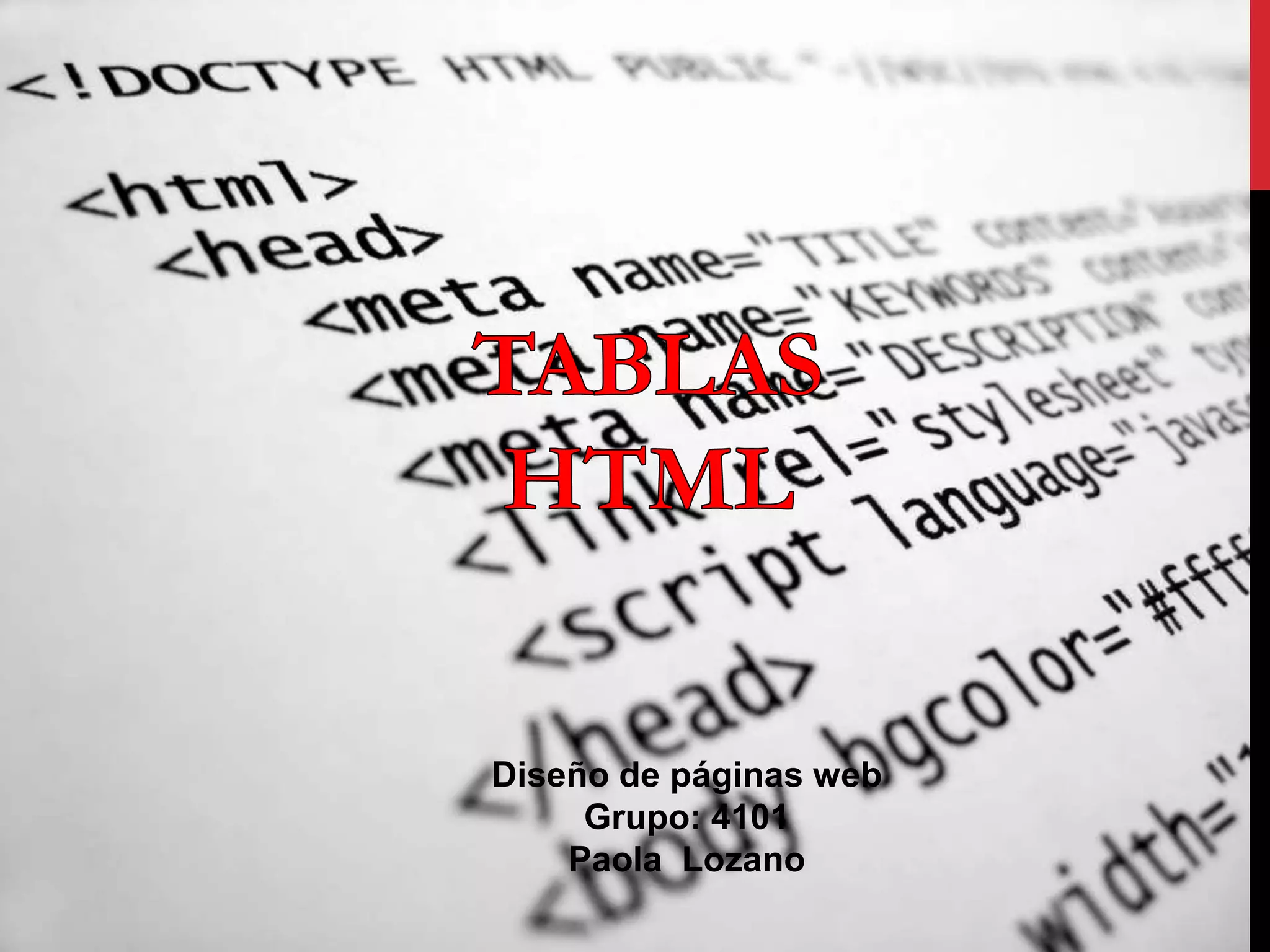 Creación de tablas en HTML PPT