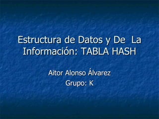 Estructura de Datos y De  La Información: TABLA HASH Aitor Alonso Álvarez Grupo: K 