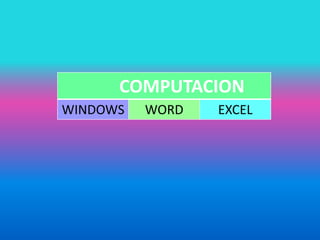 COMPUTACION
WINDOWS WORD EXCEL