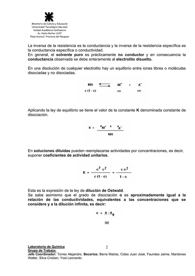 Tabla Conductancias Equivalentes a Dilución Infinita