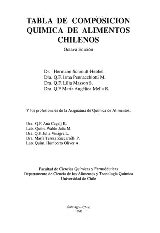 Tablas de composicion quimica de los alimetos chilenos