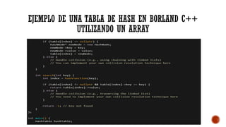 Implementación y Uso de Tablas de Hash en Borland C++ | PPTX