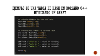 Implementación y Uso de Tablas de Hash en Borland C++ | PPTX