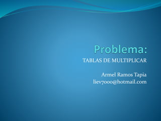 TABLAS DE MULTIPLICAR
Armel Ramos Tapia
liev7000@hotmail.com
 