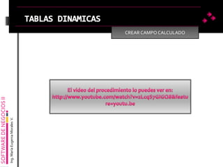 SOFTWAREDENEGOCIOSII
Ing.MaríaEugeniaMoralesV.
CREAR CAMPO CALCULADO
 