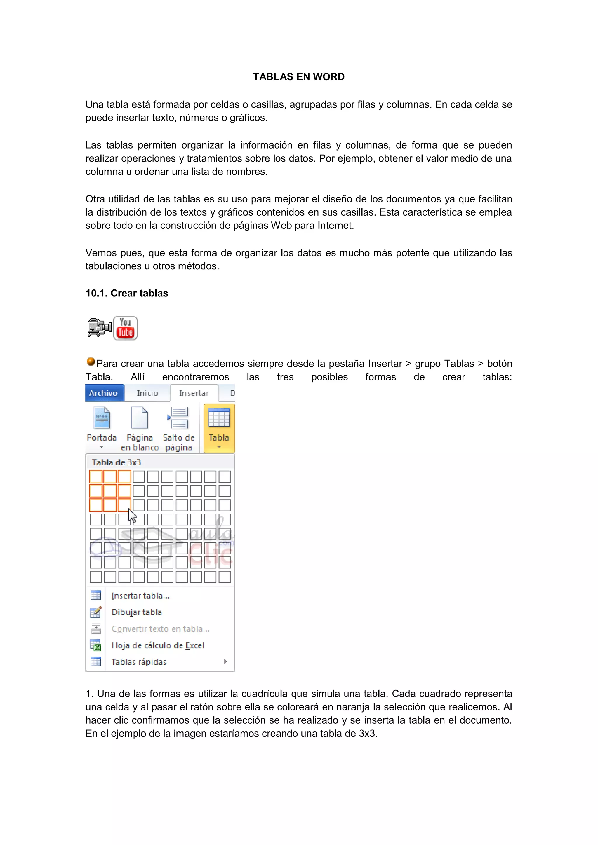 Tablas en word PDF