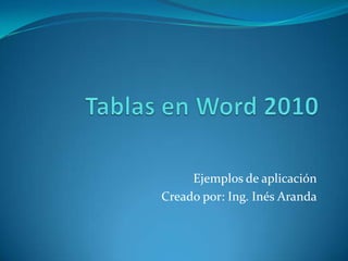 Ejemplos de aplicación
Creado por: Ing. Inés Aranda
 