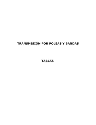 TRANSMISIÓN POR POLEAS Y BANDAS
TABLAS
 