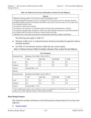 Tablas roadway design manual | PDF