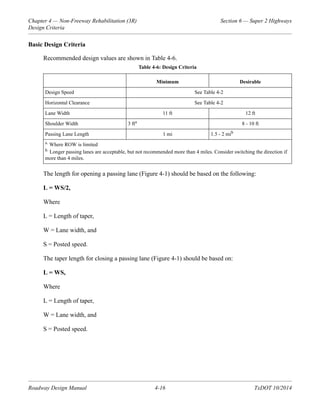 Tablas roadway design manual | PDF