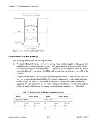 Tablas roadway design manual | PDF