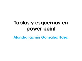 Tablas y esquemas en
power point
Alondra jazmín González Hdez.
 