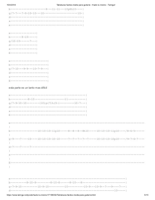 Tablaturas faciles media para guitarra -