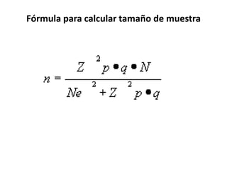 Fórmula para calcular tamaño de muestra
 