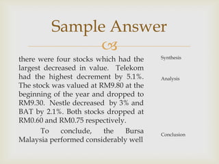 Sample Answer
              
there were four stocks which had the    Synthesis

largest decreased in value. Telekom
had t...
