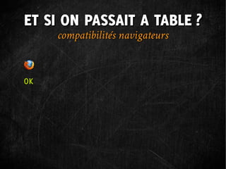 ET SI ON PASSAIT A TABLE ?
     compatibilités navigateurs


OK
 