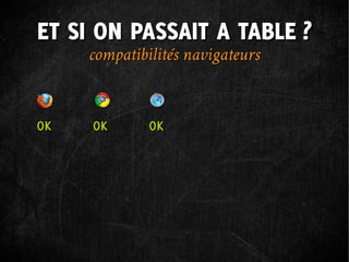 ET SI ON PASSAIT A TABLE ?
     compatibilités navigateurs


OK   OK       OK
 