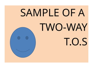 SAMPLE OF A
TWO-WAY
T.O.S
 