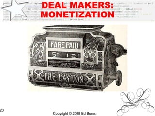 DEAL MAKERS:
MONETIZATION
Copyright © 2018 Ed Burns
23
 