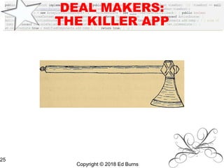 DEAL MAKERS:
THE KILLER APP
Copyright © 2018 Ed Burns
25
 